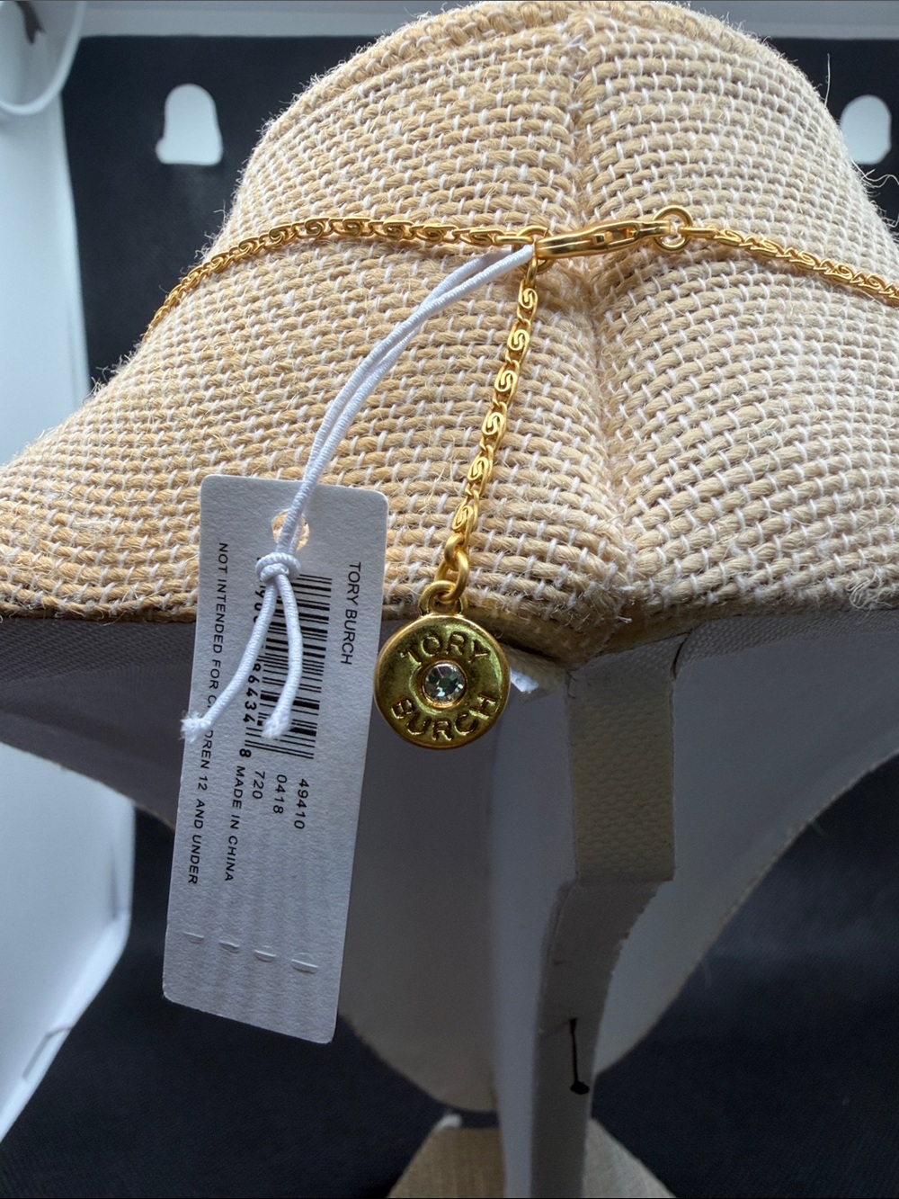 Tory Burch Gold Heart Charm choker Necklace with Branded Pouch 15”-16.5” - Picture 6 of 8